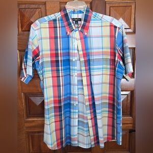 Club Room Men's Vibrant Plaid Button-Down Short-Sleeve Shirt